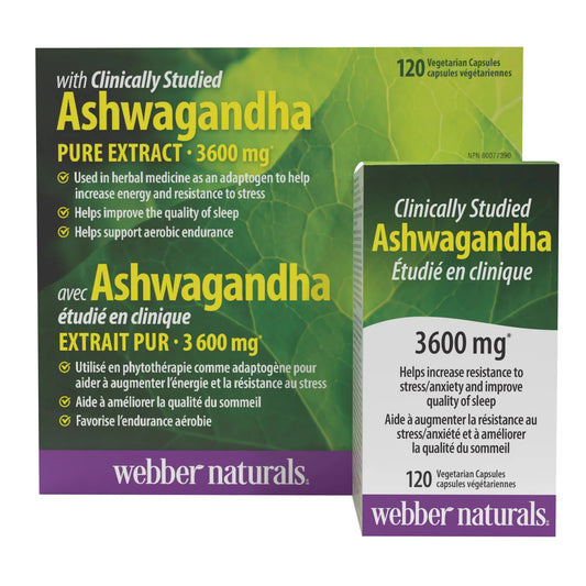 Webber Naturals Ashwagandha 3,600 mg –  120 Vegetarian Capsules