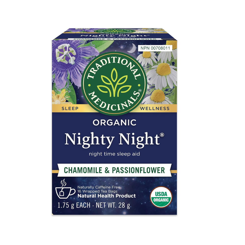 Organic Nighty Night Herbal Tea (Pack of 1) - Natural Sleep Aid containing Passionflower and Chamomile - 16 Tea Bags Total