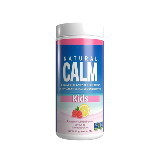 Natural Calm Kids Magnesium – Raspberry Lemon (113 g)  No Sugar • No Preservatives • No Artificial Sweeteners • Organic Flavour