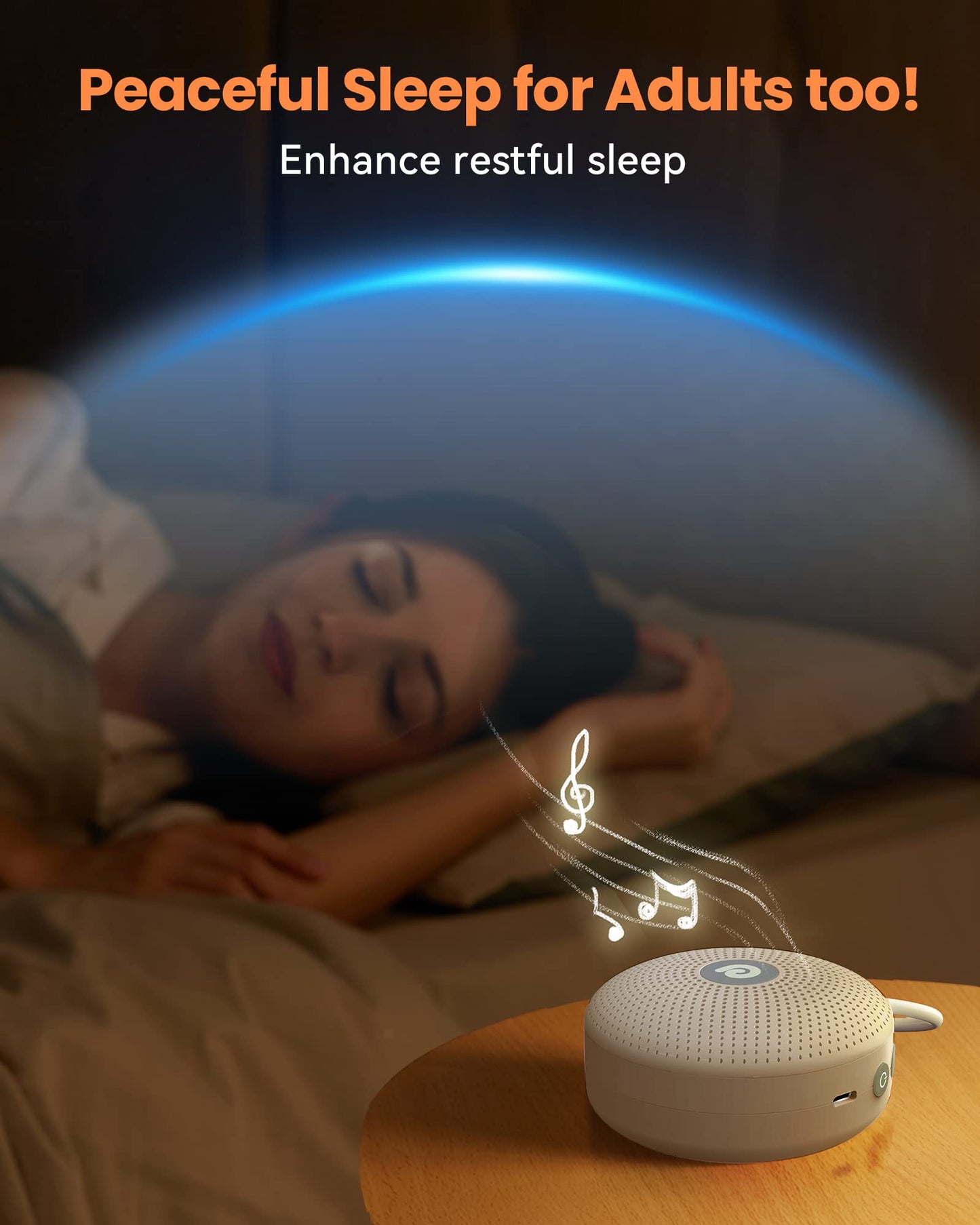 Dreamegg White Noise Machine - Portable Sound Machine for Baby Adult, Features Powerful Battery, 21 Soothing Sounds for Sleeping, Rechargeable Sleep Aid Sound Machine Baby for Home Travel Nursery Gift
