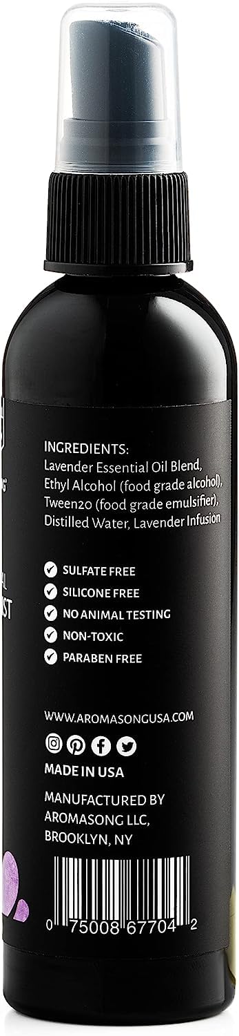 Aromasong Lavender Pillow Spray - All Natural Calming Linen & Bedtime Mist for Deep Sleep - Aromatherapy Botanical Essential Oils for Sleeping - for Relaxing Stress Fragrance Scent