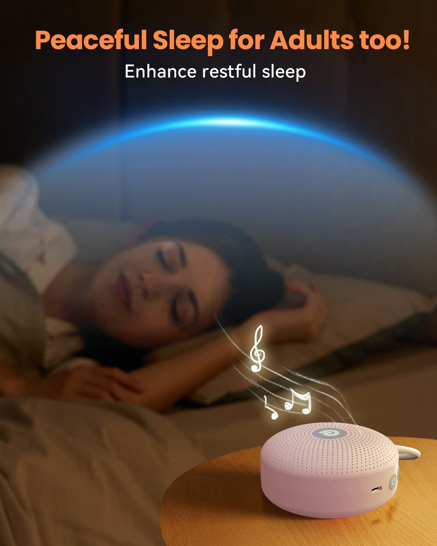 Dreamegg White Noise Machine - Portable Sound Machine for Baby Adult, Features Powerful Battery, 21 Soothing Sounds for Sleeping, Rechargeable Sleep Aid Sound Machine Baby for Home Travel Nursery Gift