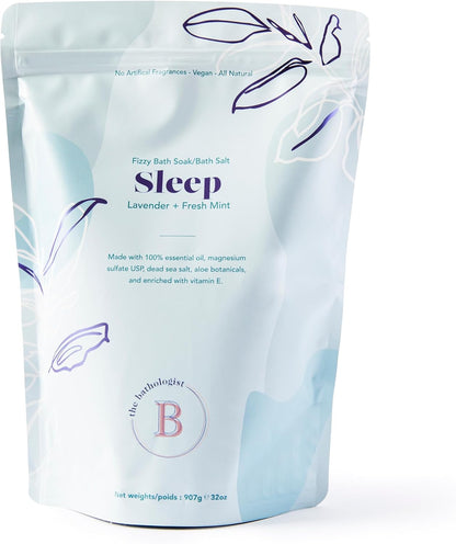 The Bathologist Sleep Fizzy Bath Soak, Made with Essential Oils, Magnesium Sulfate, Dead Sea Salt & Aloe Botanicals, Lavender & Fresh Mint for Restful Sleep and Stress Relief, 907g