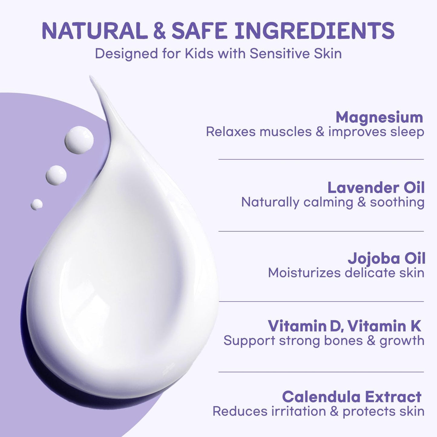 Magnesium Lotion for Kids & Babies – Calming Bedtime Body Cream with Natural Lavender & Shea Butter