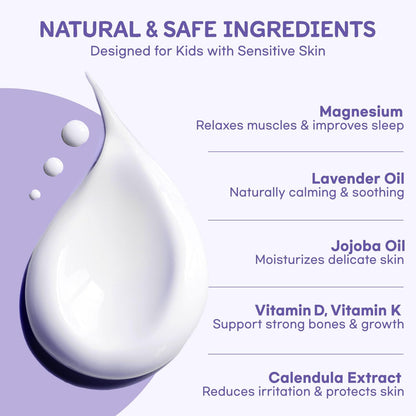 Magnesium Lotion for Kids & Babies – Calming Bedtime Body Cream with Natural Lavender & Shea Butter