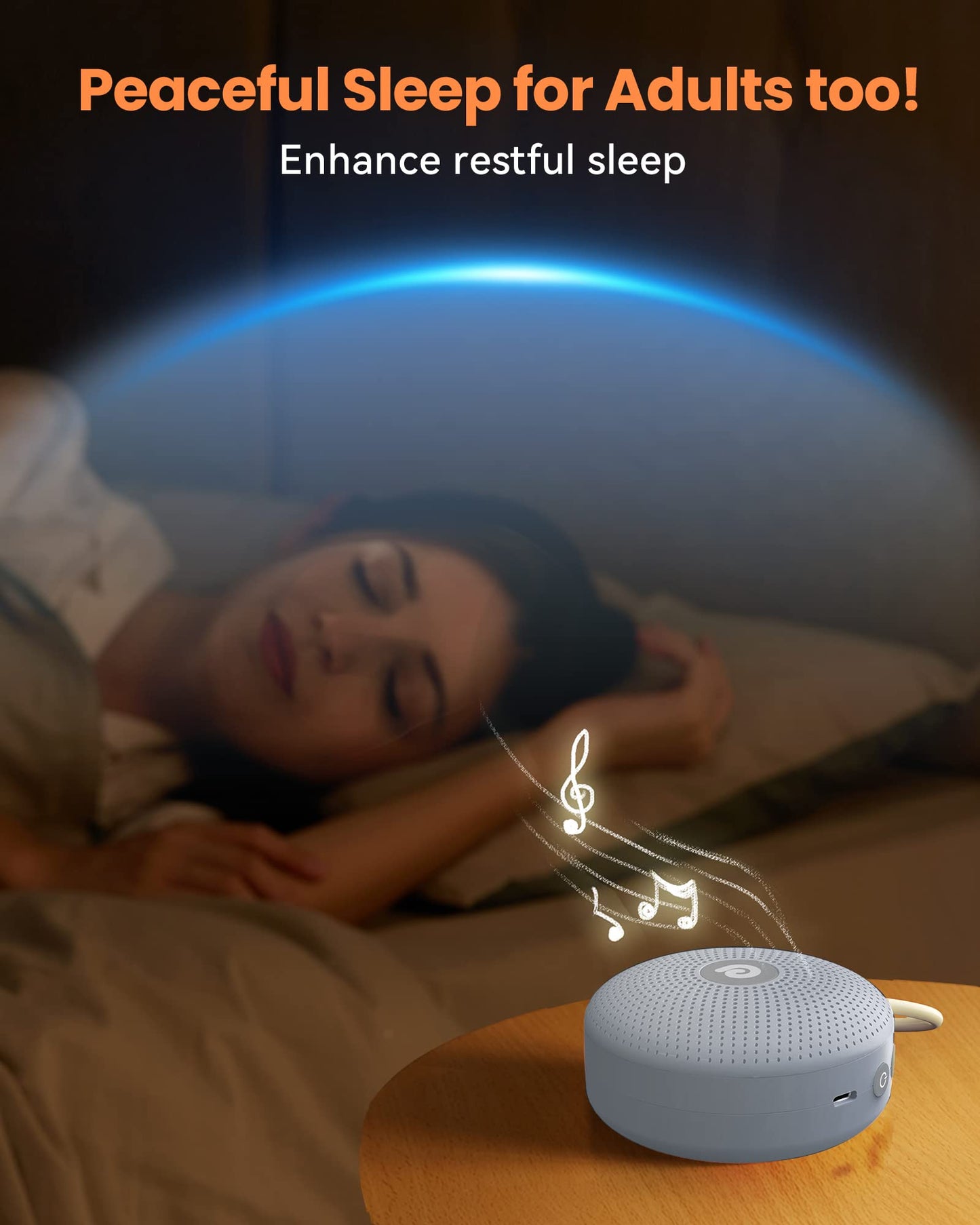 Dreamegg White Noise Machine - Portable Sound Machine for Baby Adult, Features Powerful Battery, 21 Soothing Sounds for Sleeping, Rechargeable Sleep Aid Sound Machine Baby for Home Travel Nursery Gift