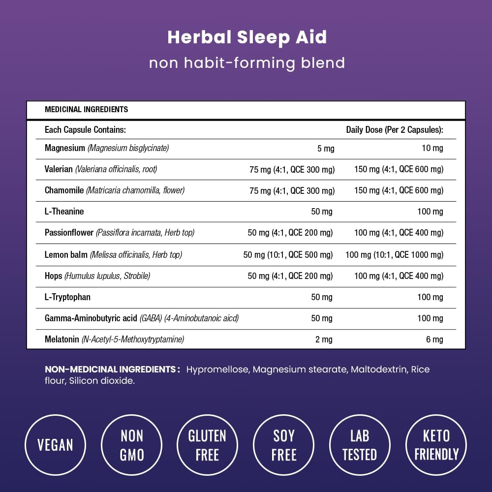 10-in-1   with Melatonin, Valerian Root, Chamomile, Lemon Balm, L-Theanine, L-Tryptophan, GABA, Magnesium