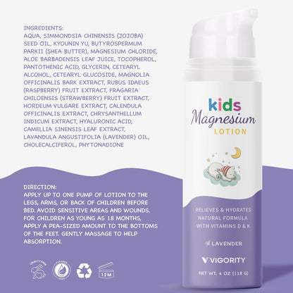 Magnesium Lotion for Kids & Babies – Calming Bedtime Body Cream with Natural Lavender & Shea Butter