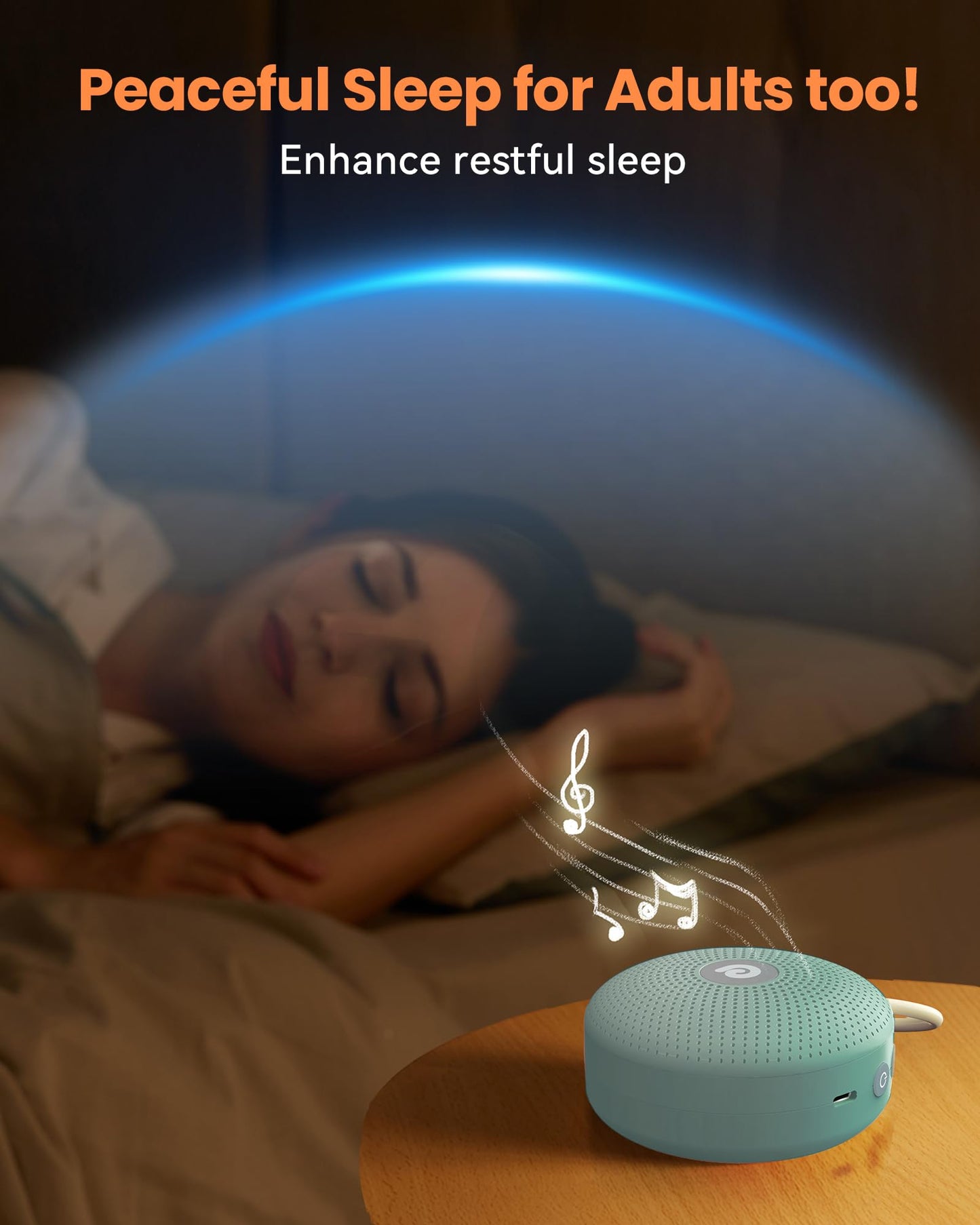 Dreamegg White Noise Machine - Portable Sound Machine for Baby Adult, Features Powerful Battery, 21 Soothing Sounds for Sleeping, Rechargeable Sleep Aid Sound Machine Baby for Home Travel Nursery Gift