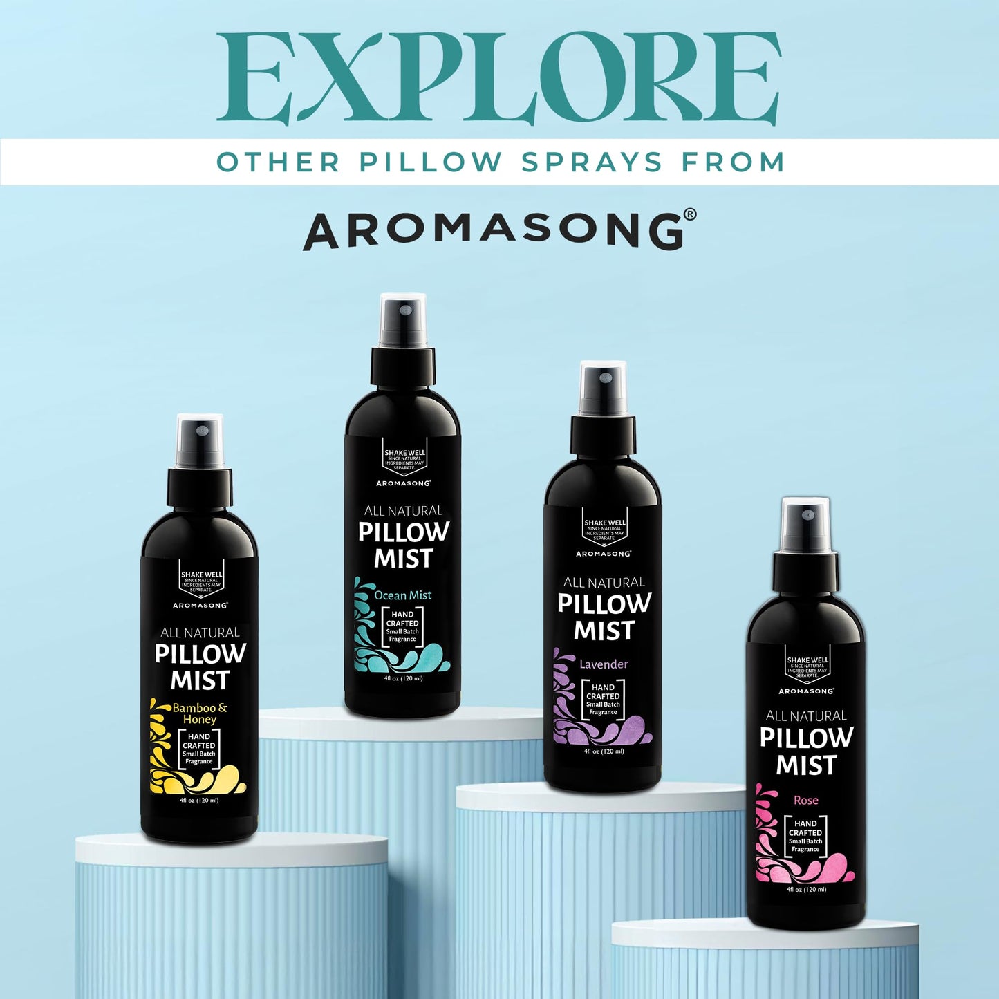 Aromasong Lavender Pillow Spray - All Natural Calming Linen & Bedtime Mist for Deep Sleep - Aromatherapy Botanical Essential Oils for Sleeping - for Relaxing Stress Fragrance Scent