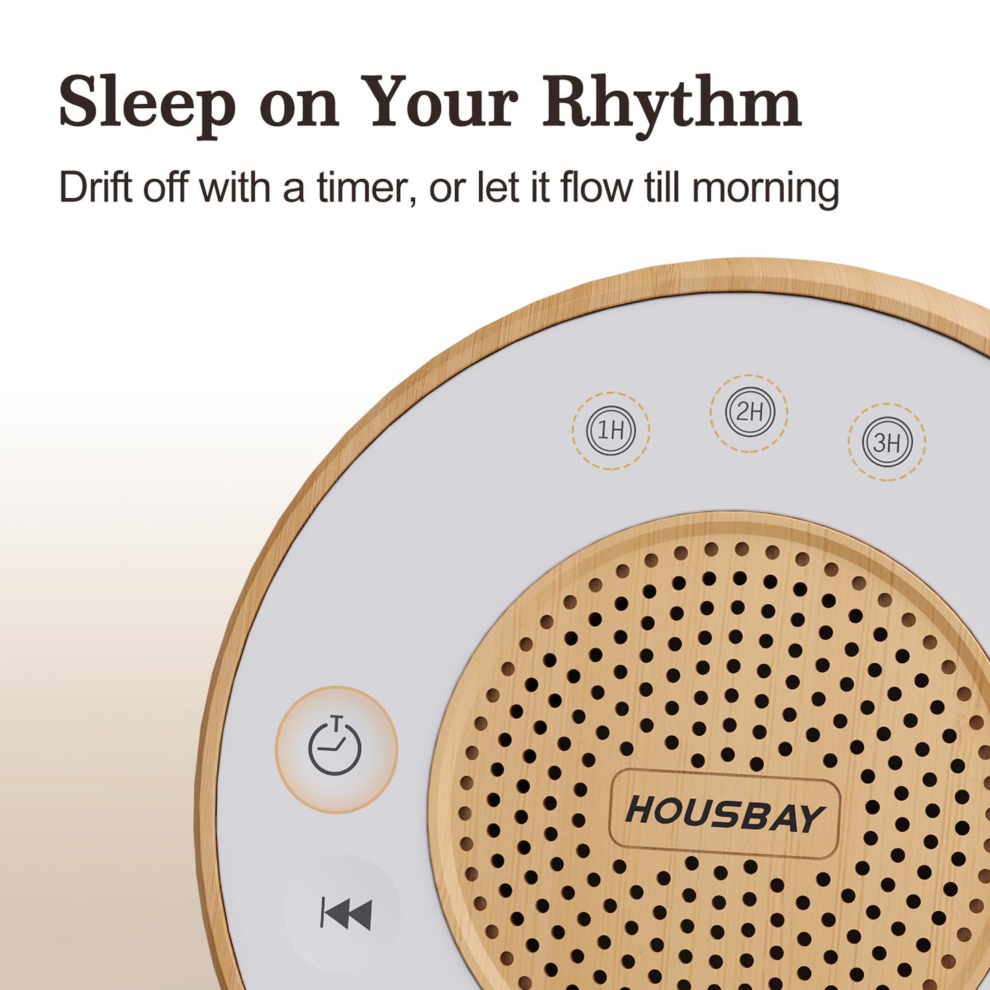 Housbay White Noise Machine with 31 Soothing Sounds, 5W Loud Stereo Sound, Auto-Off Timer, Adjustable Volume, Sleep Sound Machine for Baby, Kid, Adult -Wood Grain