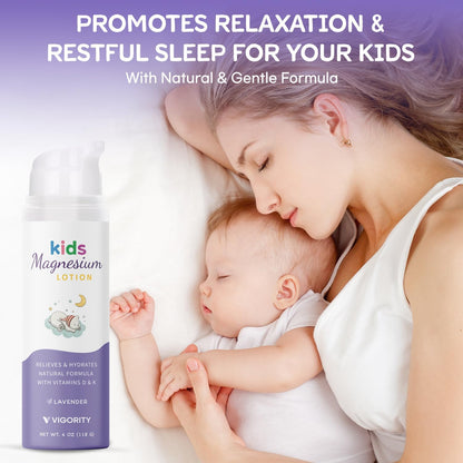 Magnesium Lotion for Kids & Babies – Calming Bedtime Body Cream with Natural Lavender & Shea Butter