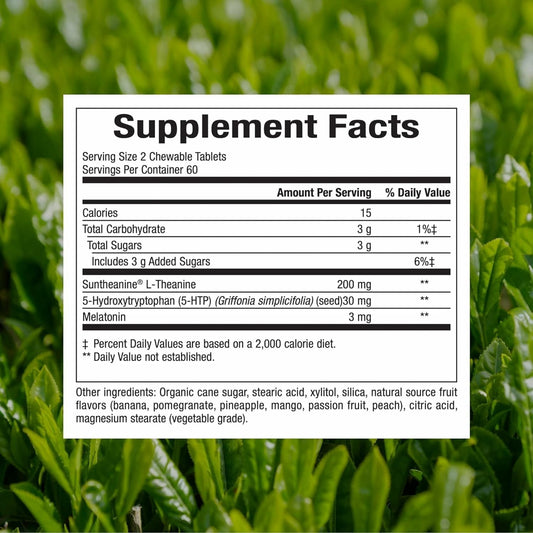 Natural Factors - Stress-Relax Tranquil Sleep, 5-HTP, Suntheanine & Melatonin, 120 Chewable Tablets