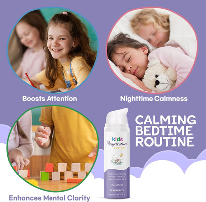 Magnesium Lotion for Kids & Babies – Calming Bedtime Body Cream with Natural Lavender & Shea Butter