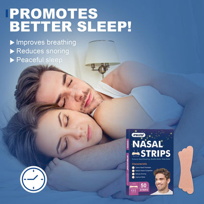 50Pcs Nasal Strips for Snoring, Extra Strength Nose Strips Breathing, Nose Tape for Sports and Sleep, Anti Snoring Strips Help Stop Snoring and Nasal Congestion Relief