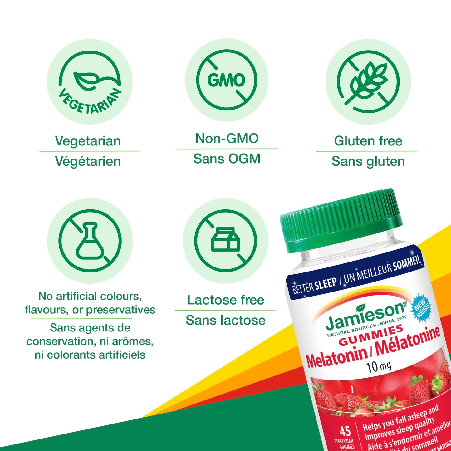 Jamieson Melatonin Gummies 10 mg – Natural Strawberry Flavour