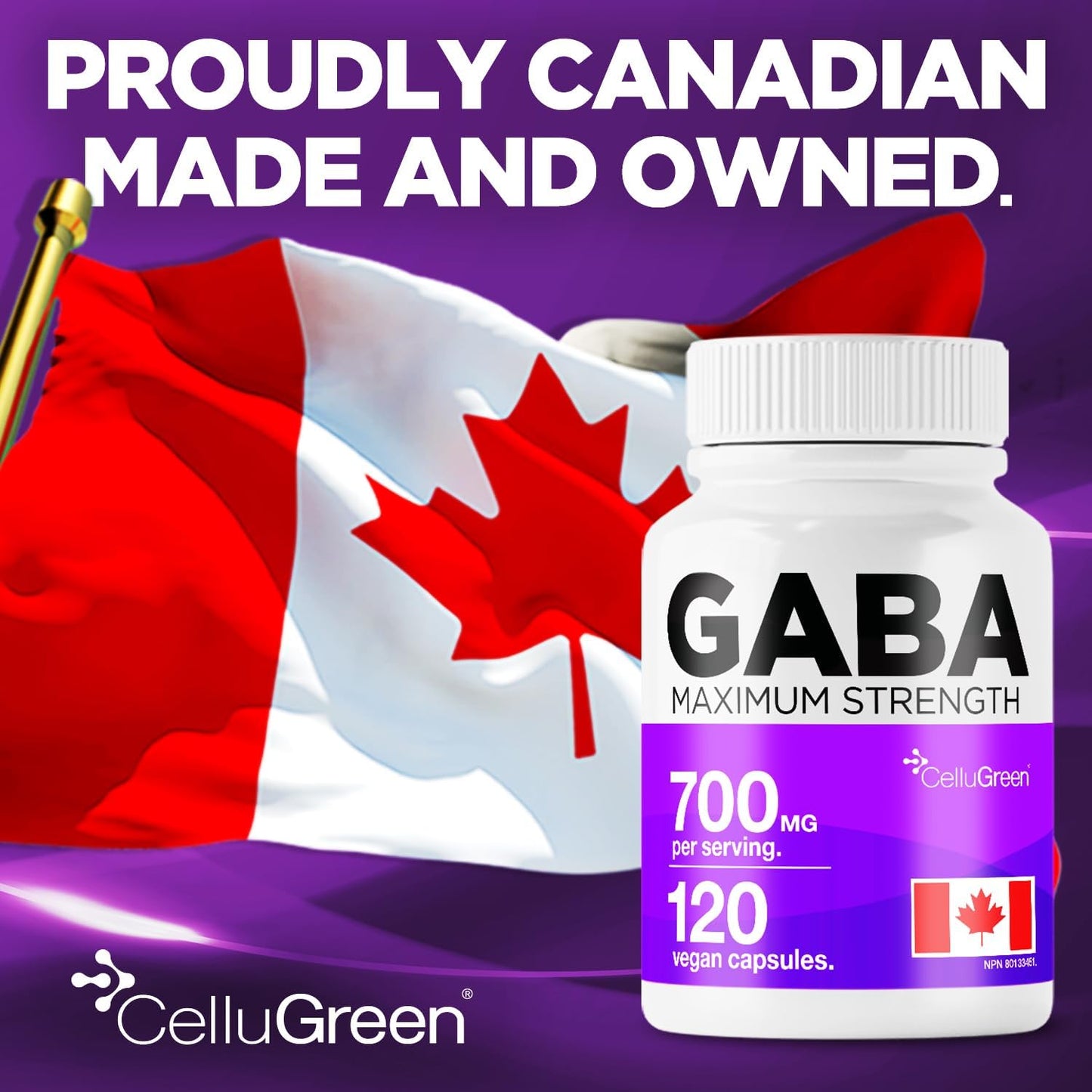 GABA 700 mg – High-Potency Formula (120 Capsules)  Made in Canada • Vegan • Non-GMO