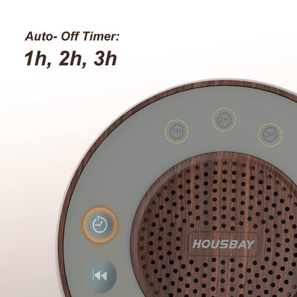 Housbay White Noise Machine with 31 Soothing Sounds, 5W Loud Stereo Sound, Auto-Off Timer, Adjustable Volume, Sleep Sound Machine for Baby, Kid, Adult -Wood Grain