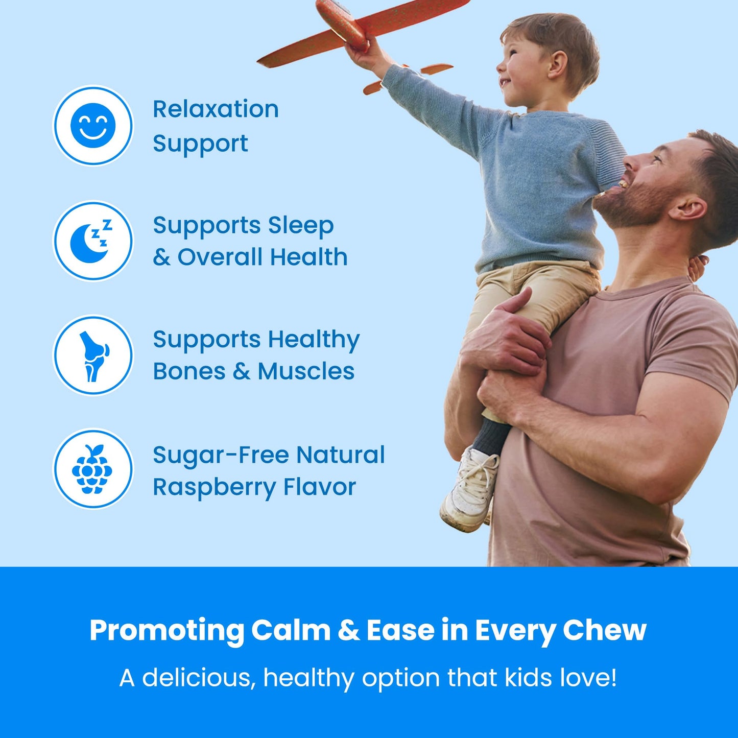 NutraChamps Kids Magnesium Gummies – Sugar-Free Raspberry • 120 Count (4-Month Supply)