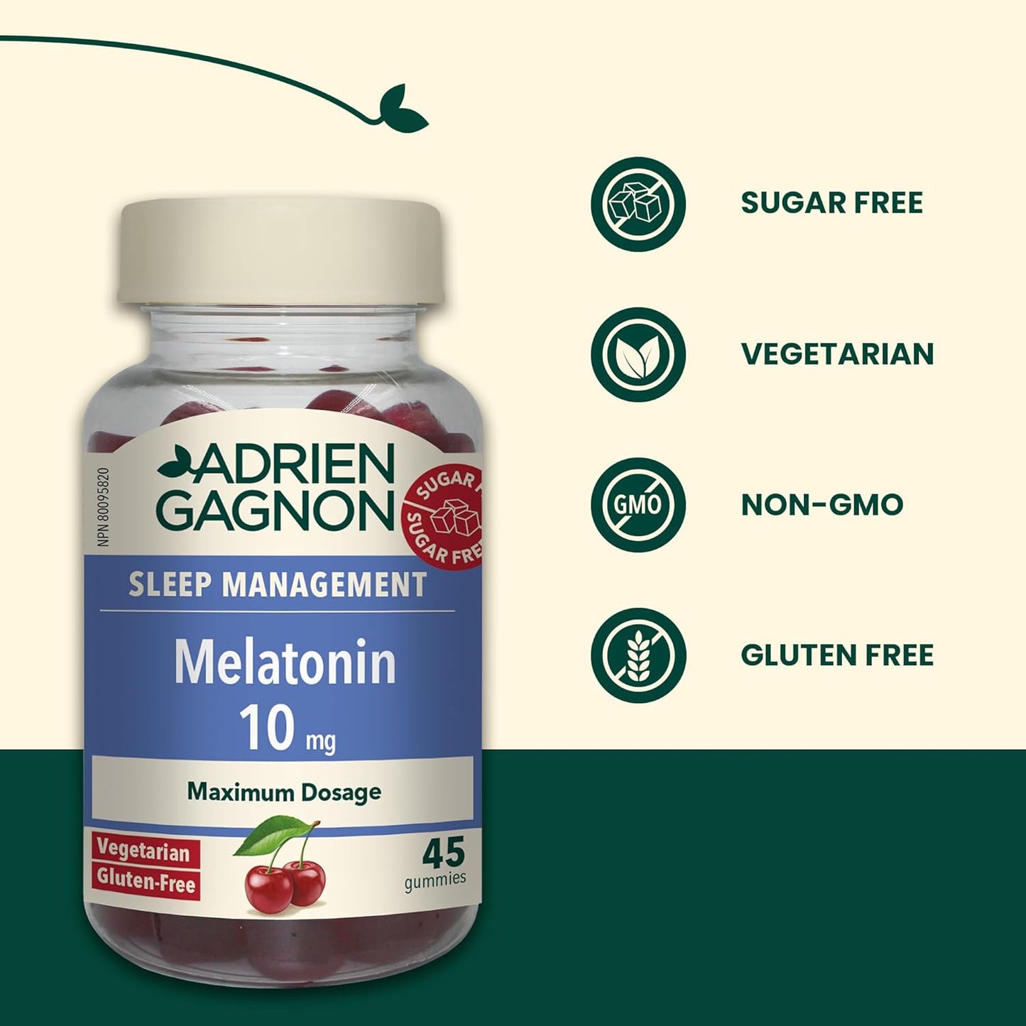 Sleep Aid –  sachets Adrien Gagnon – Sugar-Free 45 Gummies – 10 mg,