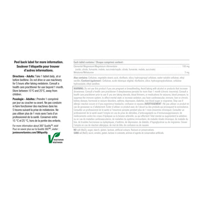 Jamieson Magnesium Night Tablets – 100 mg Magnesium + 3 mg Melatonin (100 Count)  Vegetarian • Non-GMO • Gluten-Free • Proudly Canadian