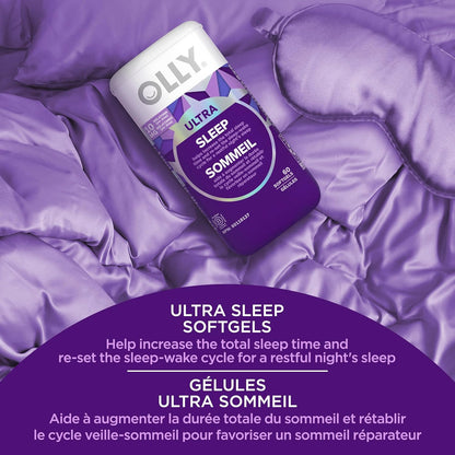 OLLY Ultra Strength Sleep Softgels – 10 mg Melatonin with L-Theanine, Magnesium & Botanical Blend | Chamomile, Passionflower & Lemon Balm | Gluten-Free | 60 Softgels