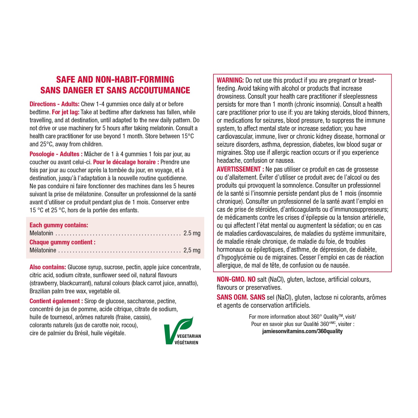 Jamieson Melatonin 2.5 mg Gummies – Natural Strawberry Flavour