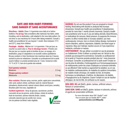 Jamieson Melatonin 2.5 mg Gummies – Natural Strawberry Flavour