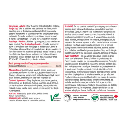 Jamieson Melatonin Gummies 10 mg – Natural Strawberry Flavour