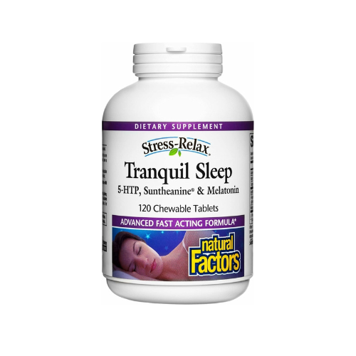Natural Factors - Stress-Relax Tranquil Sleep, 5-HTP, Suntheanine & Melatonin, 120 Chewable Tablets