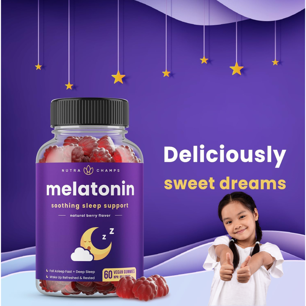 Kids Sleep Gummies , Drug-Free , Vegan Natural Berry Flavour , 60 Gummies
