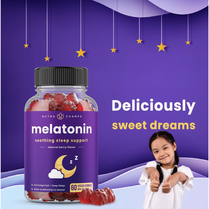 Kids Sleep Gummies , Drug-Free , Vegan Natural Berry Flavour , 60 Gummies