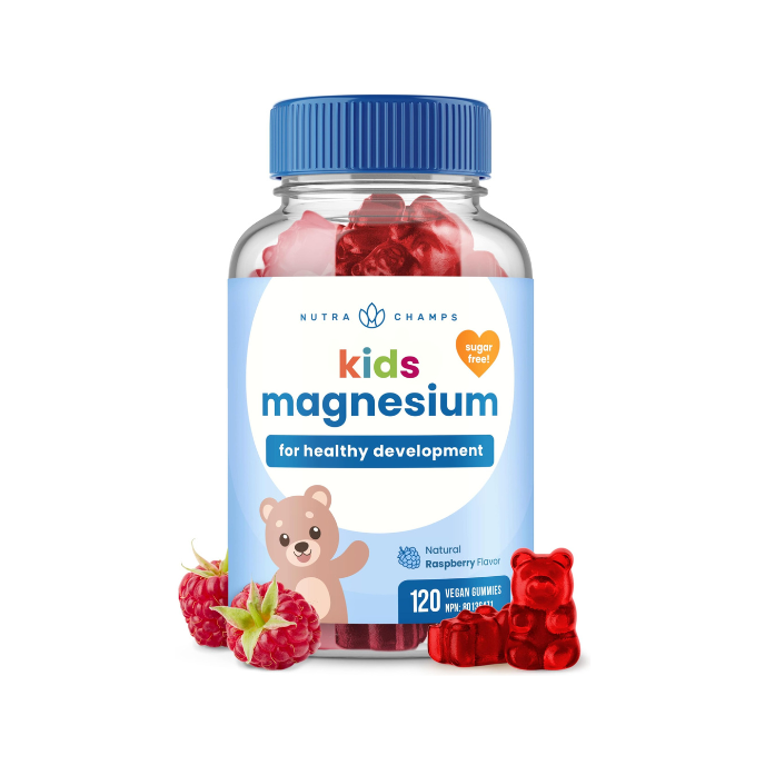 NutraChamps Kids Magnesium Gummies – Sugar-Free Raspberry • 120 Count (4-Month Supply)