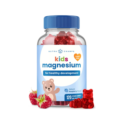 NutraChamps Kids Magnesium Gummies – Sugar-Free Raspberry • 120 Count (4-Month Supply)